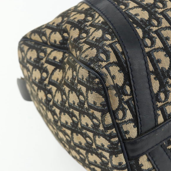 Christian Dior Trotter Canvas Boston Bag Navy Silver Auth 175552