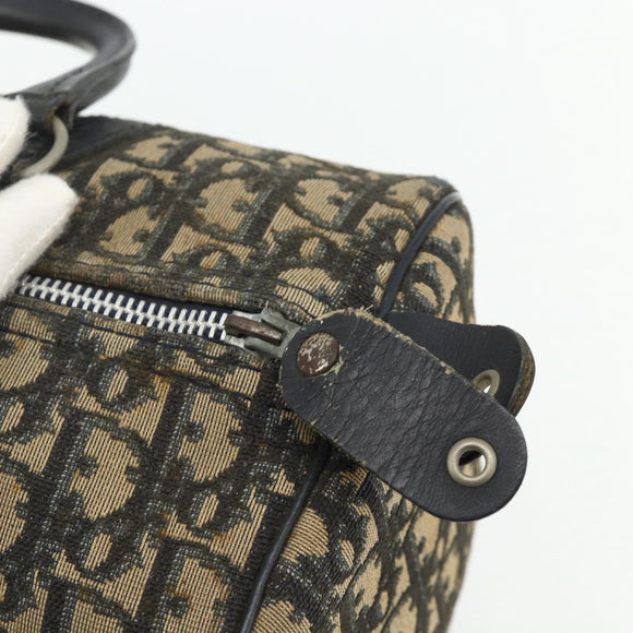 Christian Dior Trotter Canvas Boston Bag Navy Silver Auth 175552