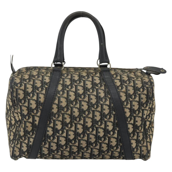Christian Dior Trotter Canvas Boston Bag Navy Silver Auth 175552