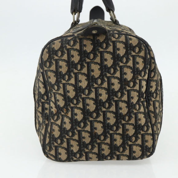 Christian Dior Trotter Canvas Boston Bag Navy Silver Auth 175552