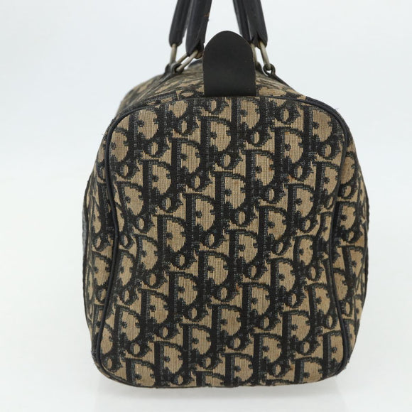 Christian Dior Trotter Canvas Boston Bag Navy Silver Auth 175552