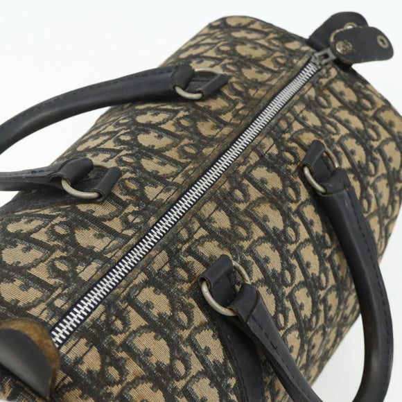 Christian Dior Trotter Canvas Boston Bag Navy Silver Auth 175552