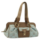Salvatore Ferragamo Gancini Tote Bag Canvas Brown Auth 175554-1