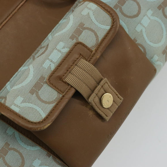 Salvatore Ferragamo Gancini Tote Bag Canvas Brown Auth 175554