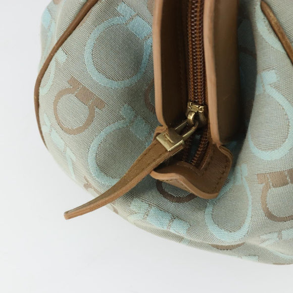 Salvatore Ferragamo Gancini Tote Bag Canvas Brown Auth 175554