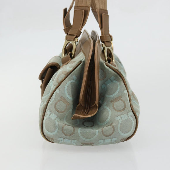 Salvatore Ferragamo Gancini Tote Bag Canvas Brown Auth 175554