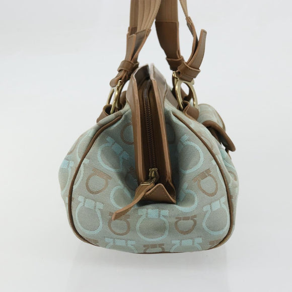 Salvatore Ferragamo Gancini Tote Bag Canvas Brown Auth 175554
