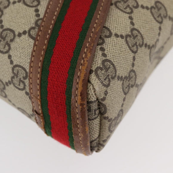 GUCCI GG Supreme Web Sherry Line Shoulder Bag PVC Beige Gold Red Auth 175561