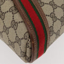 GUCCI GG Supreme Web Sherry Line Shoulder Bag PVC Beige Gold Red Auth 175561-11