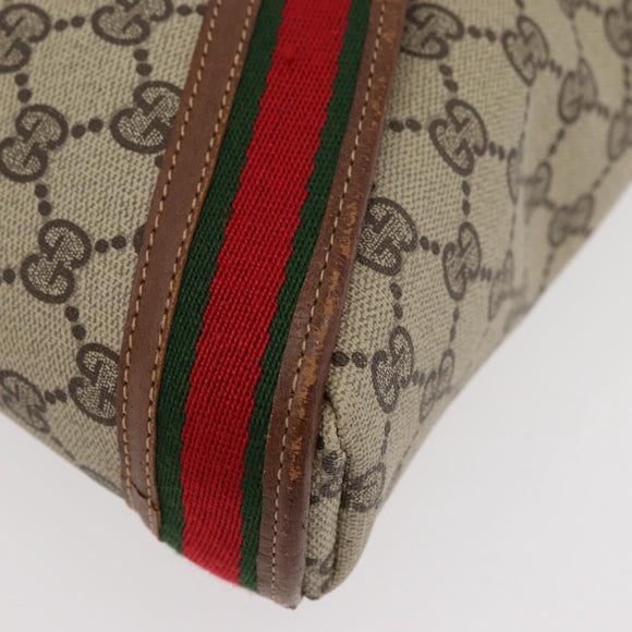 GUCCI GG Supreme Web Sherry Line Shoulder Bag PVC Beige Gold Red Auth 175561