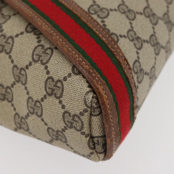 GUCCI GG Supreme Web Sherry Line Shoulder Bag PVC Beige Gold Red Auth 175561