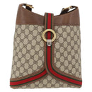 GUCCI GG Supreme Web Sherry Line Shoulder Bag PVC Beige Gold Red Auth 175561-2