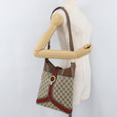 GUCCI GG Supreme Web Sherry Line Shoulder Bag PVC Beige Gold Red Auth 175561-21