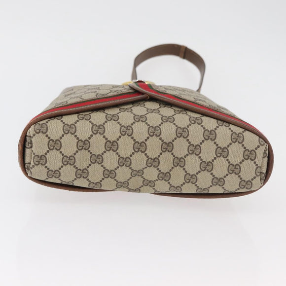 GUCCI GG Supreme Web Sherry Line Shoulder Bag PVC Beige Gold Red Auth 175561
