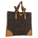 PRADA Hand Bag Canvas Brown Silver Auth 175566A-1