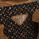 PRADA Hand Bag Canvas Brown Silver Auth 175566A-17