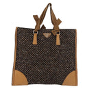 PRADA Hand Bag Canvas Brown Silver Auth 175566A-13