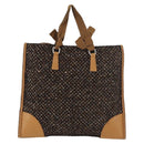 PRADA Hand Bag Canvas Brown Silver Auth 175566A-2