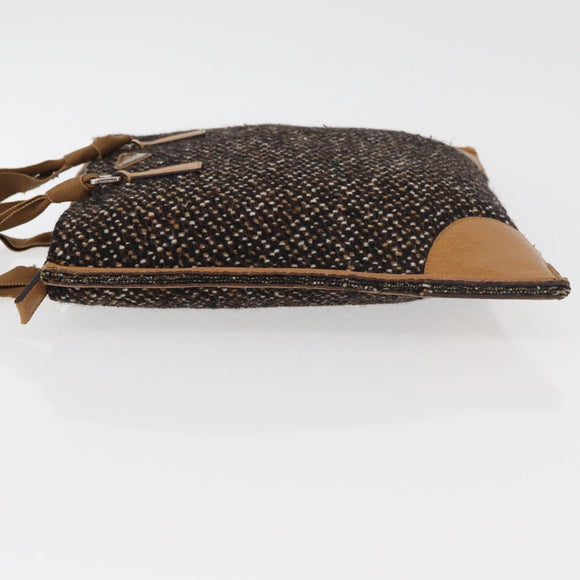 PRADA Hand Bag Canvas Brown Silver Auth 175566A