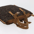 PRADA Hand Bag Canvas Brown Silver Auth 175566A-6
