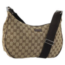 GUCCI GG Canvas Shoulder Bag Beige Silver 122790 Auth 175568-1