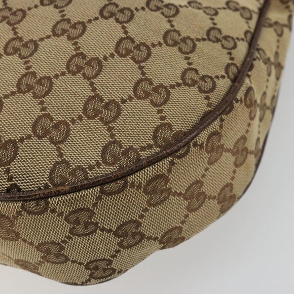 GUCCI GG Canvas Shoulder Bag Beige Silver 122790 Auth 175568