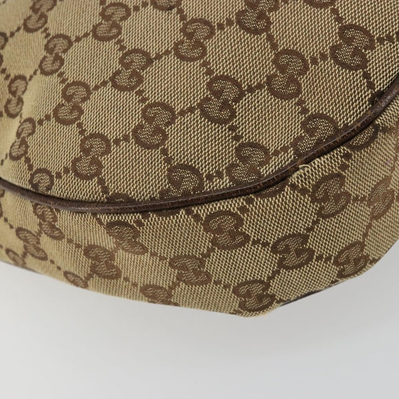 GUCCI GG Canvas Shoulder Bag Beige Silver 122790 Auth 175568