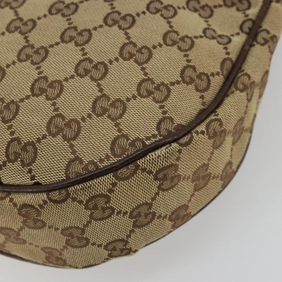 GUCCI GG Canvas Shoulder Bag Beige Silver 122790 Auth 175568