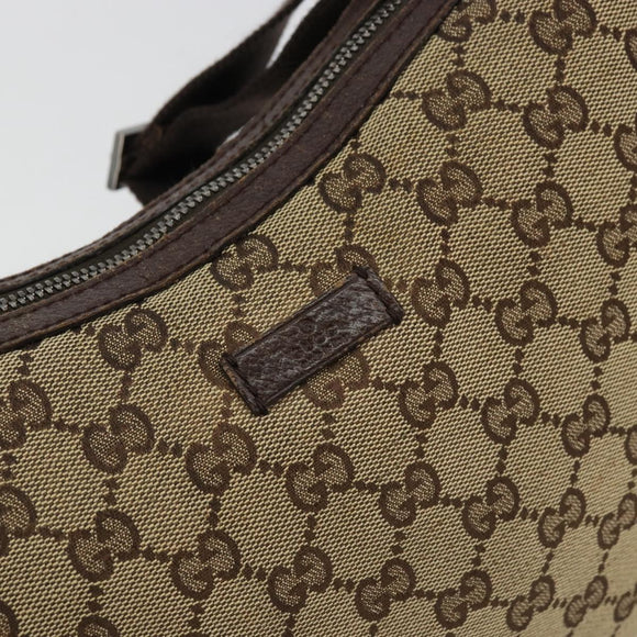 GUCCI GG Canvas Shoulder Bag Beige Silver 122790 Auth 175568