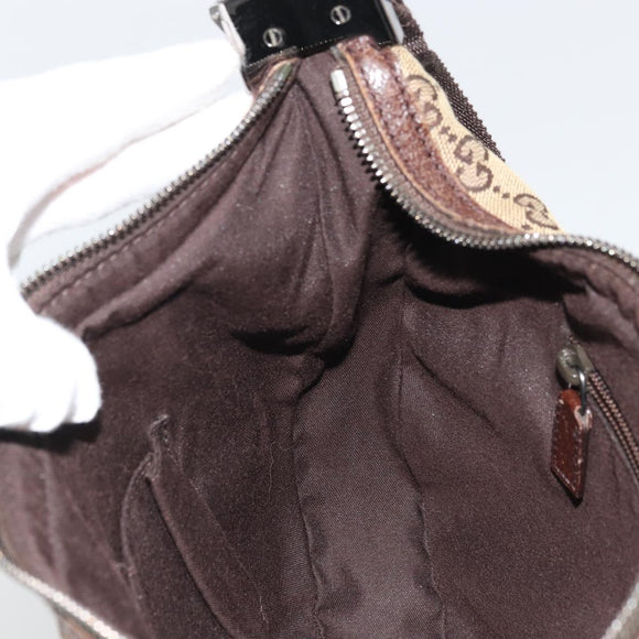 GUCCI GG Canvas Shoulder Bag Beige Silver 122790 Auth 175568