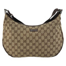 GUCCI GG Canvas Shoulder Bag Beige Silver 122790 Auth 175568-13