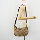 GUCCI GG Canvas Shoulder Bag Beige Silver 122790 Auth 175568-23