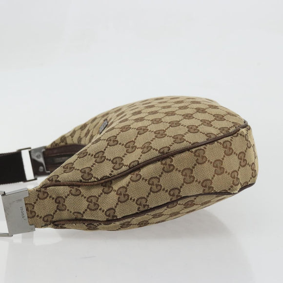 GUCCI GG Canvas Shoulder Bag Beige Silver 122790 Auth 175568