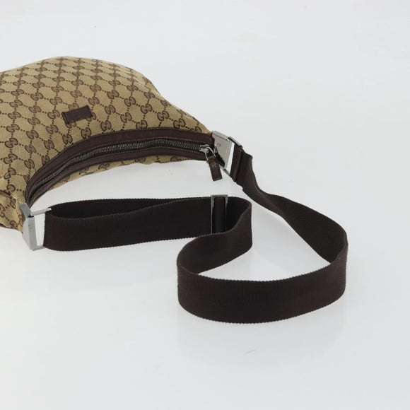 GUCCI GG Canvas Shoulder Bag Beige Silver 122790 Auth 175568