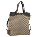 GUCCI GG Canvas Tote Bag Beige Silver 107756 Auth 175569-1
