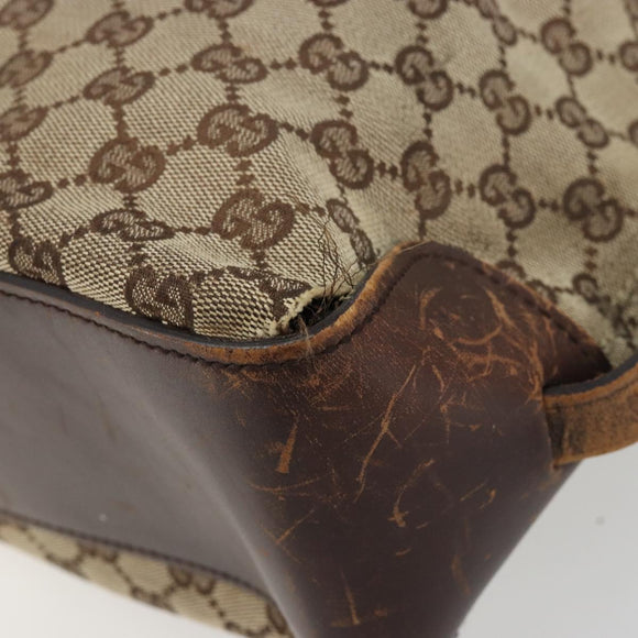 GUCCI GG Canvas Tote Bag Beige Silver 107756 Auth 175569