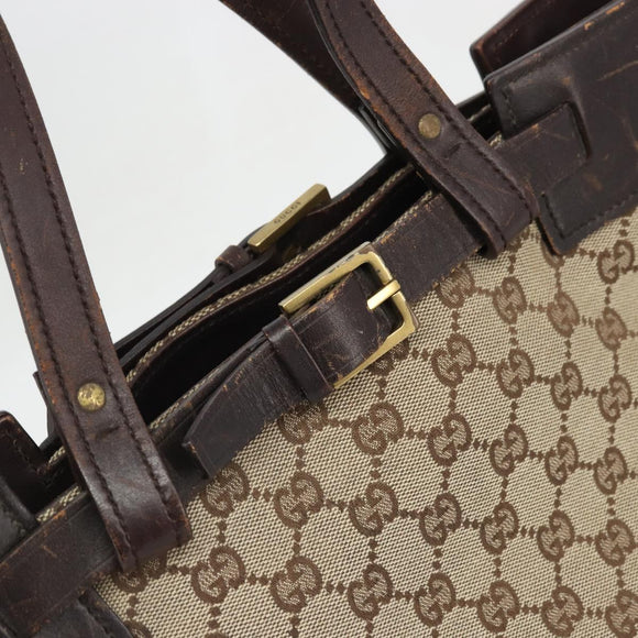 GUCCI GG Canvas Tote Bag Beige Silver 107756 Auth 175569