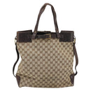 GUCCI GG Canvas Tote Bag Beige Silver 107756 Auth 175569-3