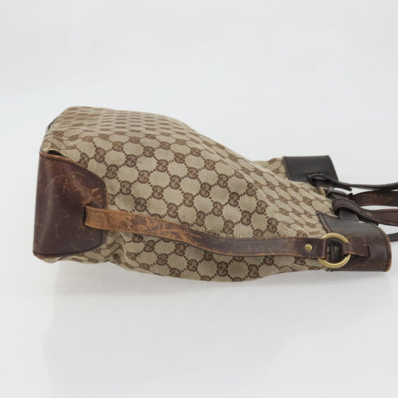 GUCCI GG Canvas Tote Bag Beige Silver 107756 Auth 175569
