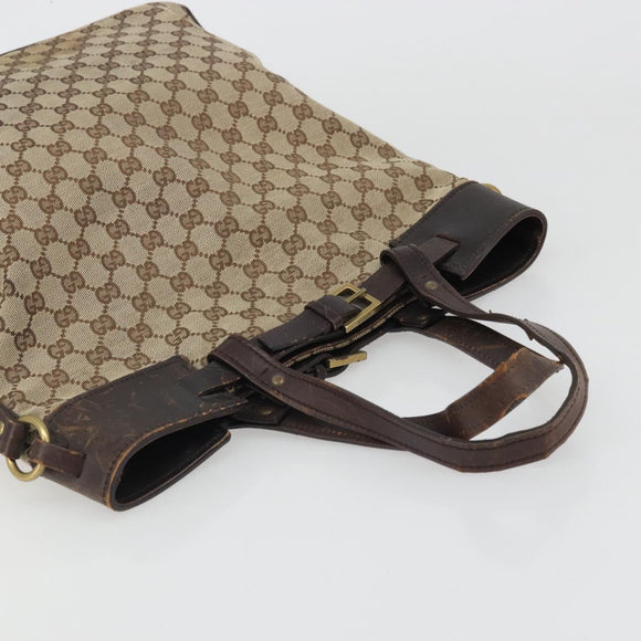 GUCCI GG Canvas Tote Bag Beige Silver 107756 Auth 175569