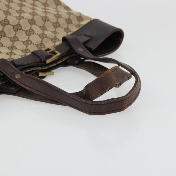 GUCCI GG Canvas Tote Bag Beige Silver 107756 Auth 175569