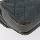 CHANEL Chain Matelasse 25 Shoulder Bag Lamb Skin Blue Gold CC Auth 175572A-16