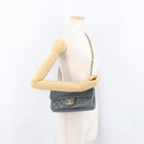 CHANEL Chain Matelasse 25 Shoulder Bag Lamb Skin Blue Gold CC Auth 175572A-30