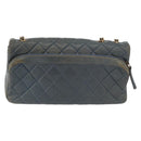 CHANEL Chain Matelasse 25 Shoulder Bag Lamb Skin Blue Gold CC Auth 175572A-2