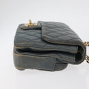 CHANEL Chain Matelasse 25 Shoulder Bag Lamb Skin Blue Gold CC Auth 175572A-3