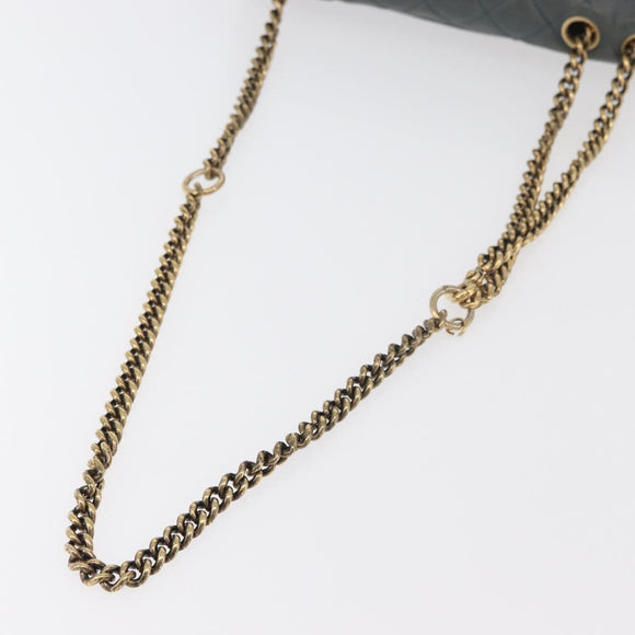 CHANEL Chain Matelasse 25 Shoulder Bag Lamb Skin Blue Gold CC Auth 175572A