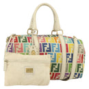 FENDI Zucca Canvas Celeria Boston Bag 2way Multicolor Gold Auth 175576A-1