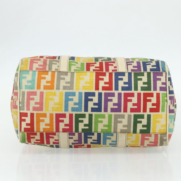 FENDI Zucca Canvas Celeria Boston Bag 2way Multicolor Gold Auth 175576A