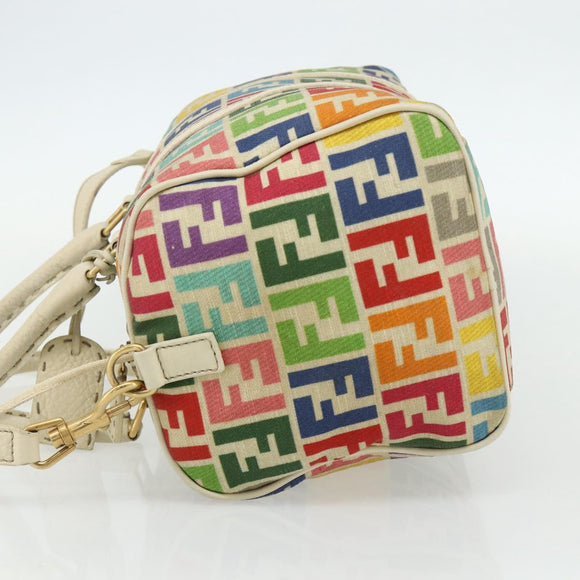 FENDI Zucca Canvas Celeria Boston Tas 2-weg Meerkleurig Goud Auth 175576A