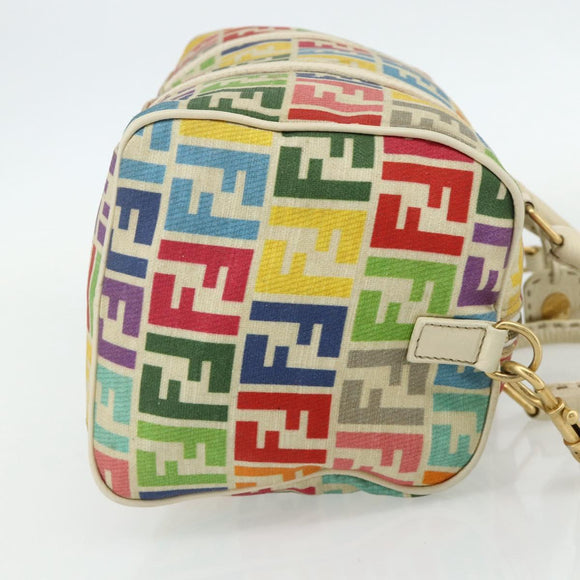 FENDI Zucca Canvas Celeria Boston Tas 2-weg Meerkleurig Goud Auth 175576A